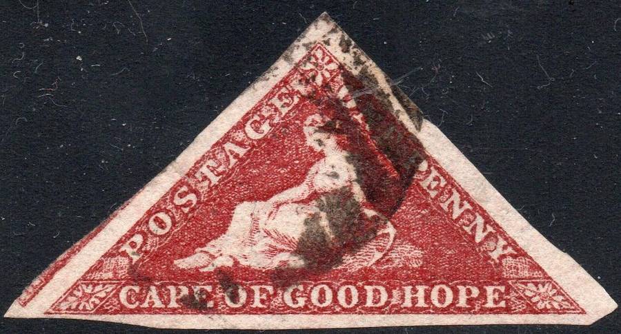 CAPE OF GOOD HOPE :  1863 SACC14  1d DEEP CARMINE RED - VFU - CV R12000