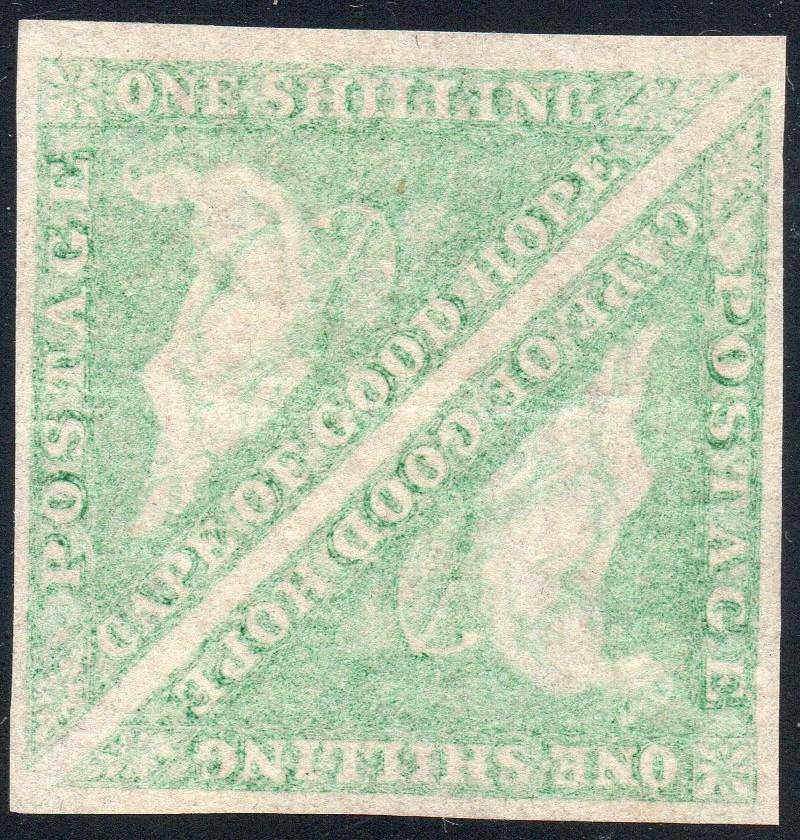 CAPE OF GOOD HOPE :  1864 SACC17a 1/- PALE EMERALD GREEN PAIR - LMM - RARE MULTIPLE