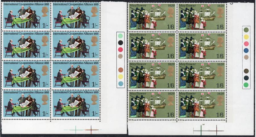 GREAT BRITAIN - 1970 ''ANNIVERSARIES'' TRAFFIC LIGHT MARGINAL BLOCKS(5 - FULL SET) - SEE ALL SCANS