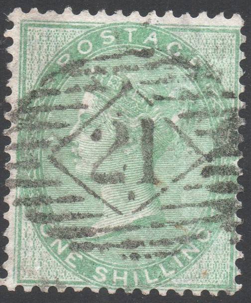 GREAT BRITAIN : SG72 1/- GREEN - VFU - CV £350(2017)
