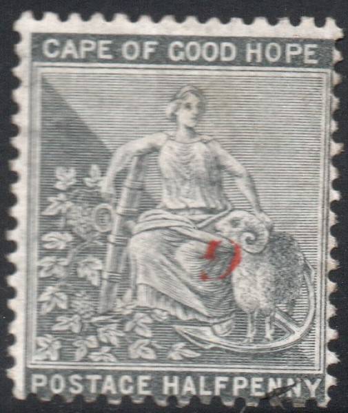 Griqualand West 1878 SG15a ½d Grey-Black with o/p type 16 in red INVERTED - MM - CV £28(2017)