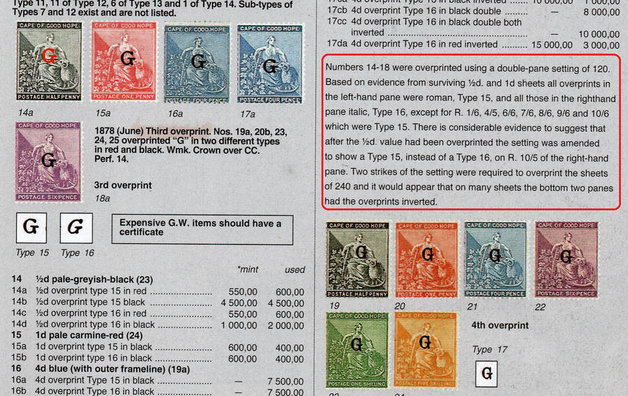 Griqualand West SG14a & SG15a - ½d GREY-BLACK PAIR - O/P TYPES 15 & 16, BOTH INVERTED IN RED - RARE