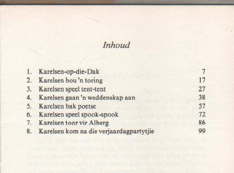 KARELSEN-OP-DIE DAK - ASTRID LINDGREN (1 STE AFRIKAANSE UITGAWE 1978) TV UITGAWE