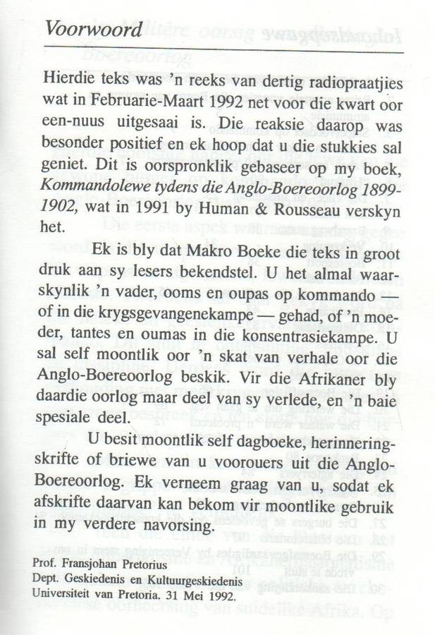 OP KOMMANDO - FRANSJOHAN PRETORIUS (1992) BOEREOORLOG
