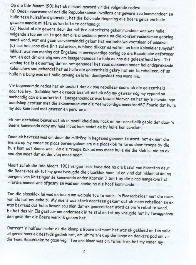 TOE EK AS 'N REBEL GEVEG HET, ANGLO-BOEREOORLOG WARE VERHAAL