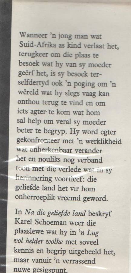 NA DIE GELIEFDE LAND - KAREL SCHOEMAN (1 STE UITGAWE 1972)