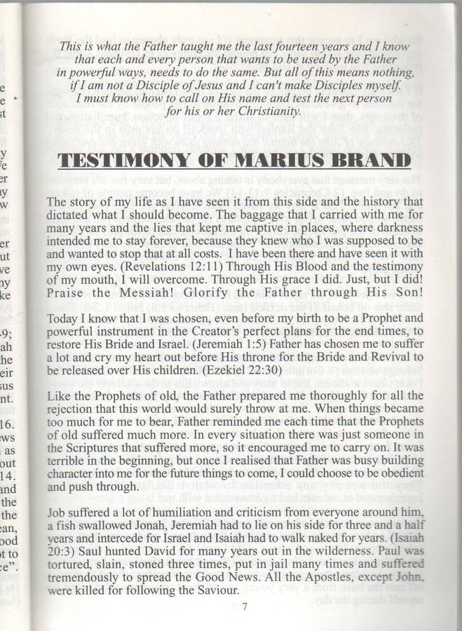 THE 15 OCCULT ROOTS THAT INFLUENCE CHRISTIANITY - MARIUS BRAND (1 ST EDITION 2004)