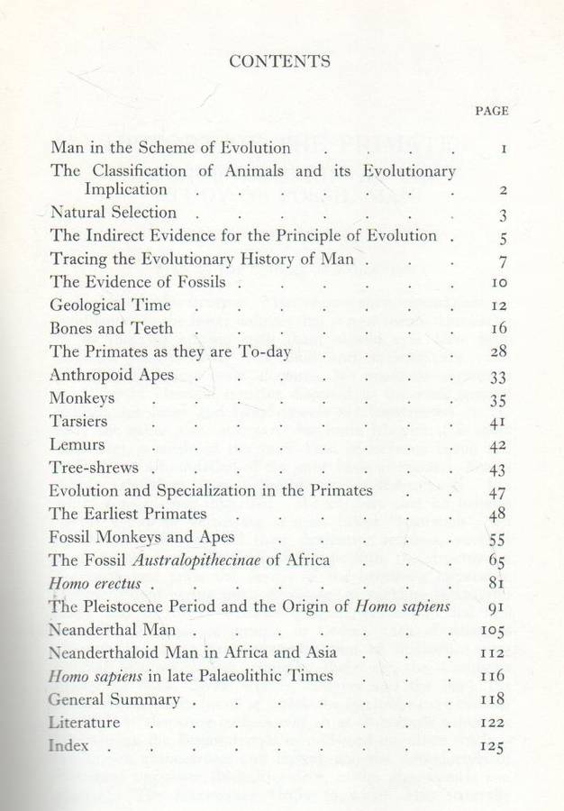HISTORY OF THE PRIMATES - W E GROS CLARKE (10TH EDITION 1970)