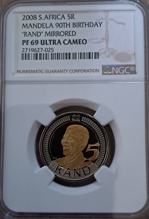 PF 69  Mirrored 2008 Mandela 90th Birthday coin Ultra Cameo