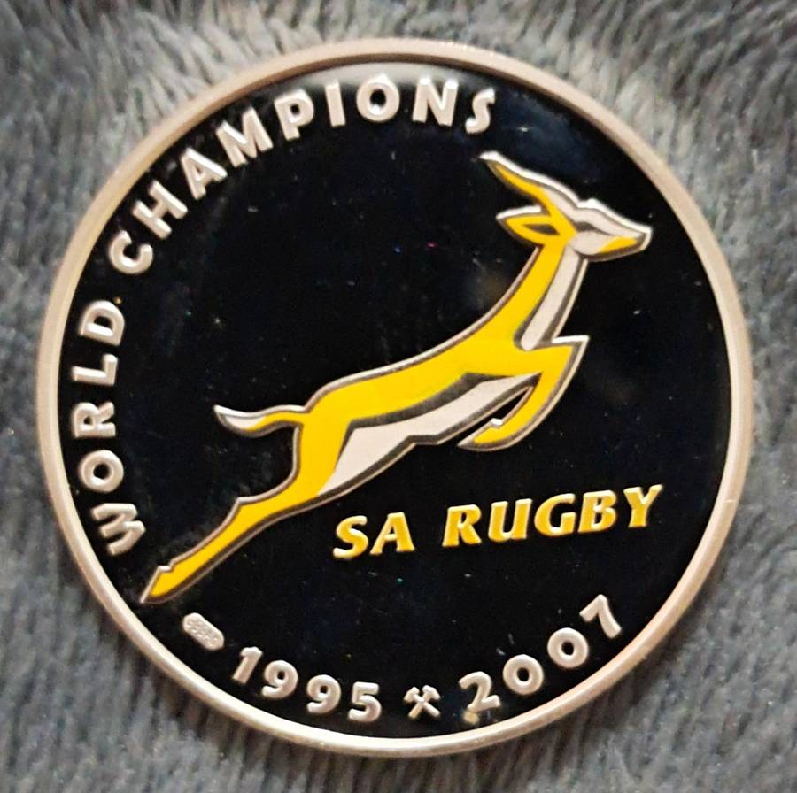 Silver Proof Medallion Springboks and Nelson Mandela