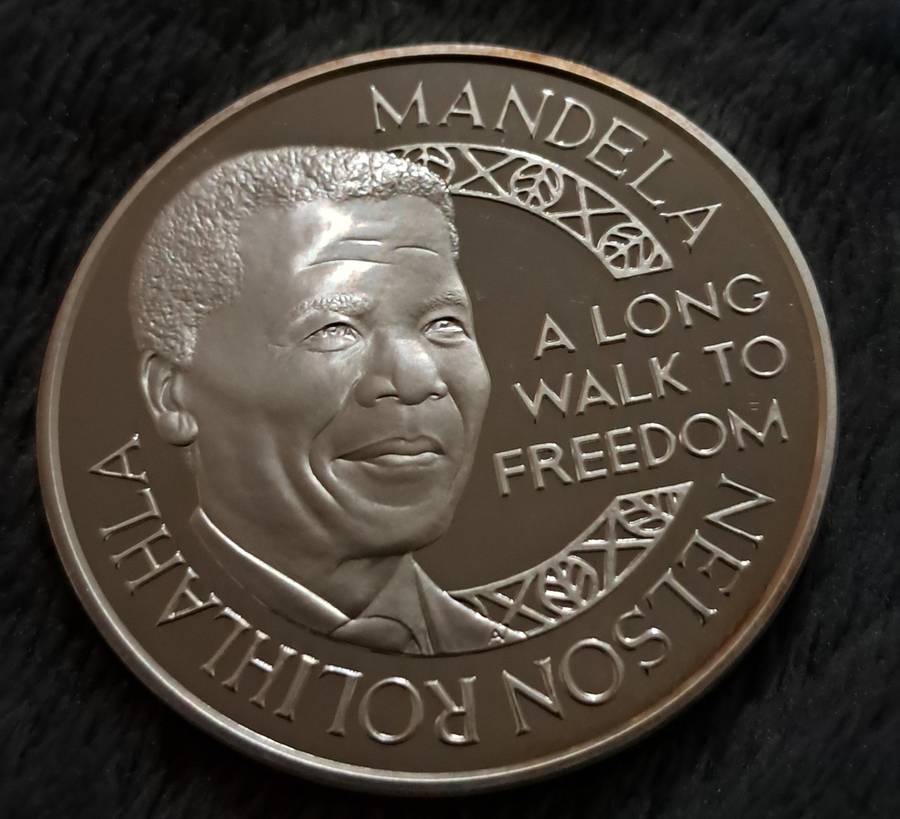 Silver Proof Medallion Springboks and Nelson Mandela