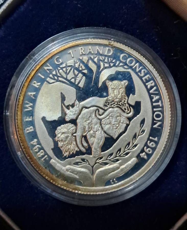 1994 Silver Conservation Protea one Rand Proof