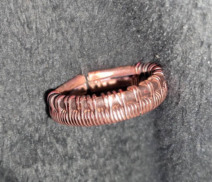 Hand Woven Copper Wire Ring Adjustable Size 9 and up