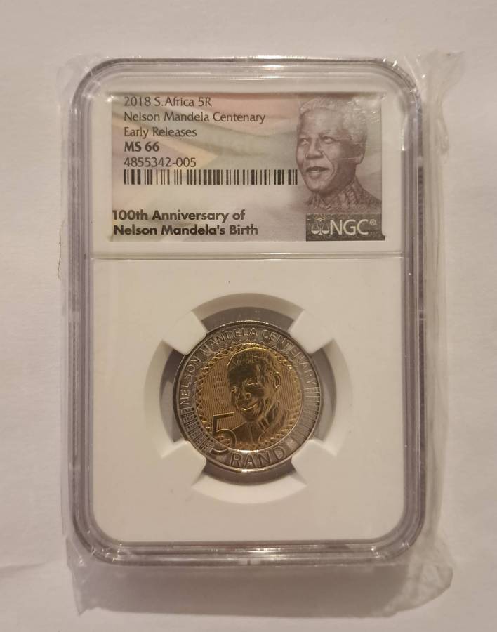 2018 Mandela Centenary 5 Rand Coin MS66