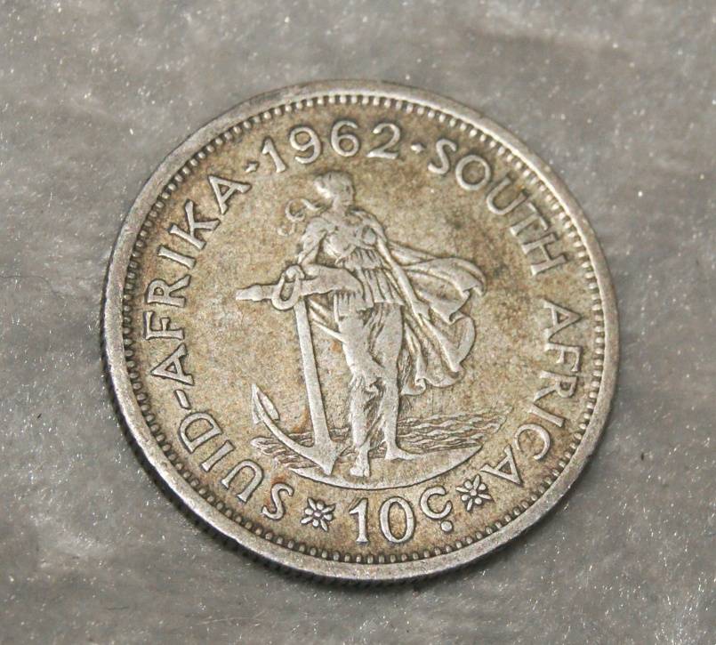 1962 South Africa 10c VF coin
