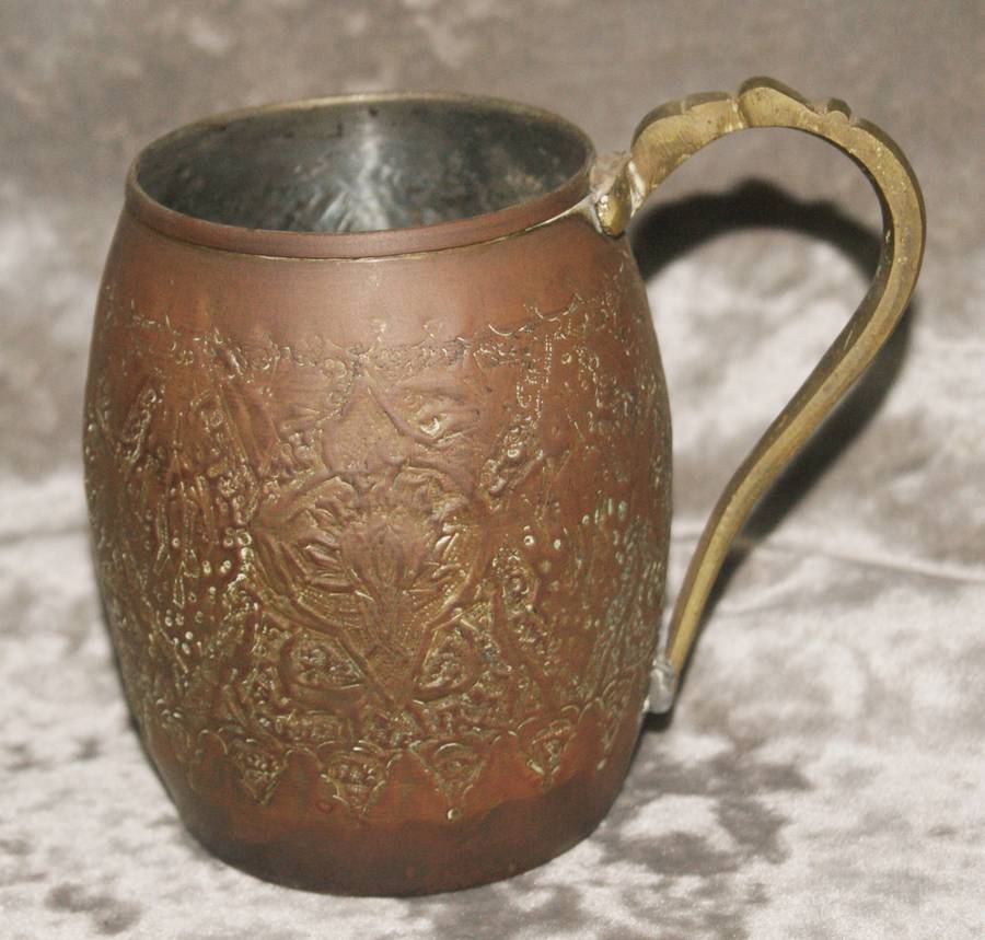 Vintage copper and brass hand etched beer mug @@ CCRRAAZZYY R1 START