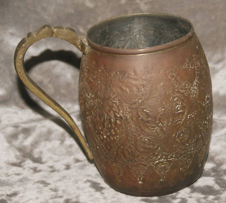 Vintage copper and brass hand etched beer mug @@ CCRRAAZZYY R1 START