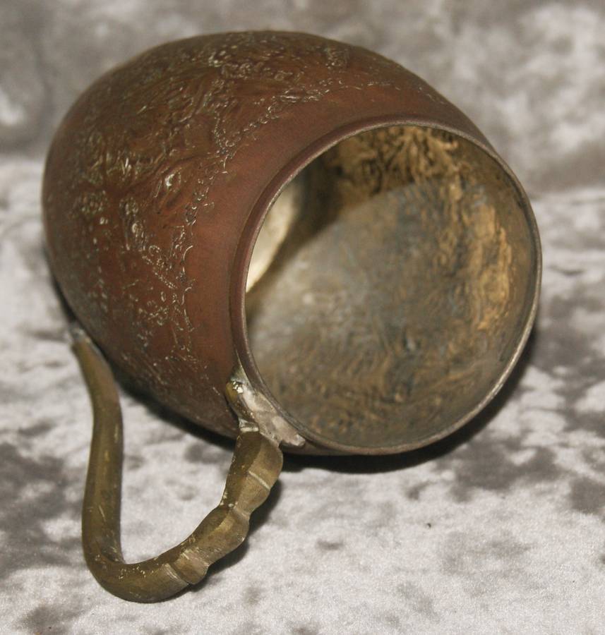 Vintage copper and brass hand etched beer mug @@ CCRRAAZZYY R1 START