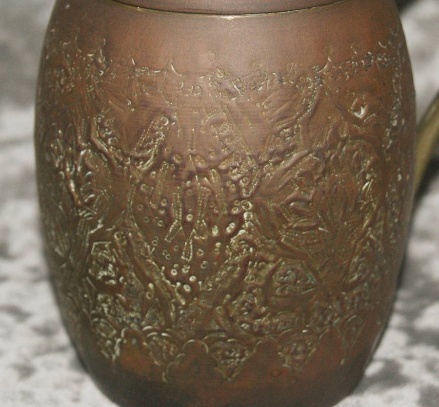 Vintage copper and brass hand etched beer mug @@ CCRRAAZZYY R1 START