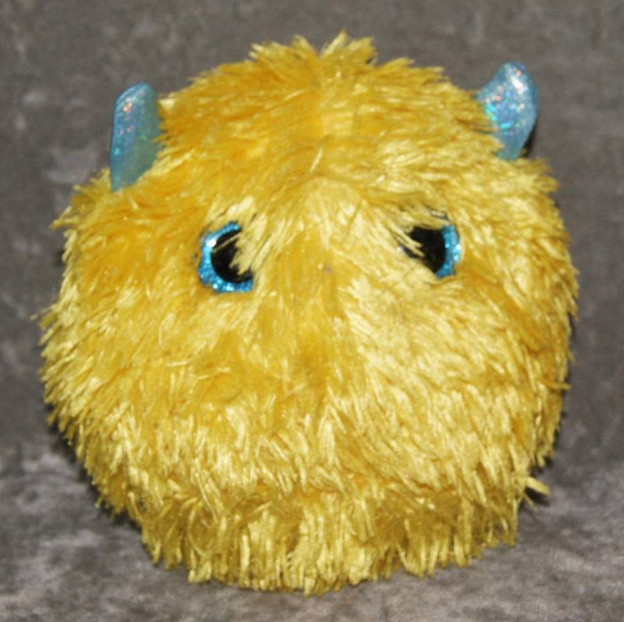 Plush yellow fuzzy monster @ Crazy R1 start