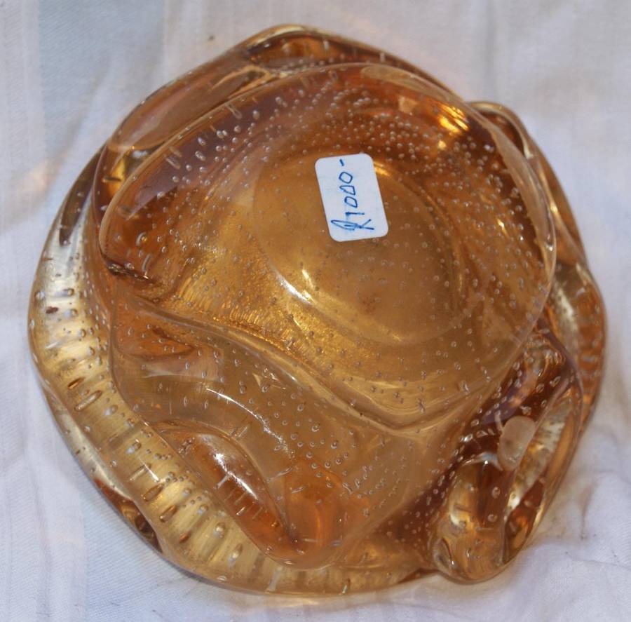 Vintage gold and bubble infused Murano dish/ bowl