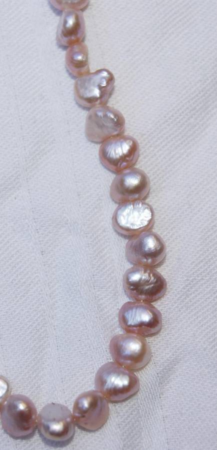 Vintage hand strung 5x8mm pink freshwater pearl necklace