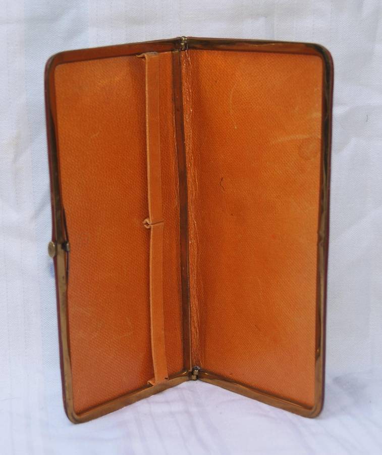 Vintage Leather Wallet / Card Holder  Embossed Interior