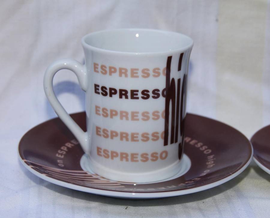 Multiple Choice Coffee Basics Set of 4 Espresso/Demitasse Cups with Saucers
