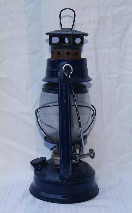 Vintage Luohua Kerosene Lamp  Classic Navy Blue Metal