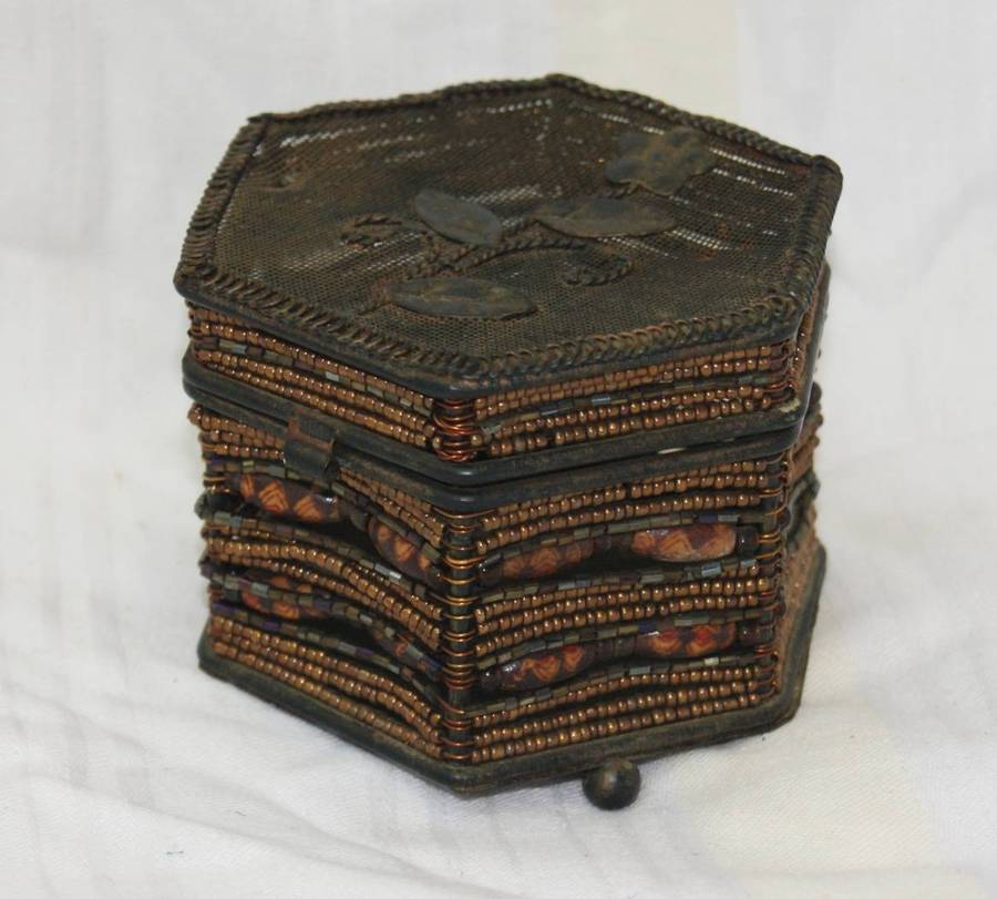 Hand Made Beaded Hexagonal Trinket Box