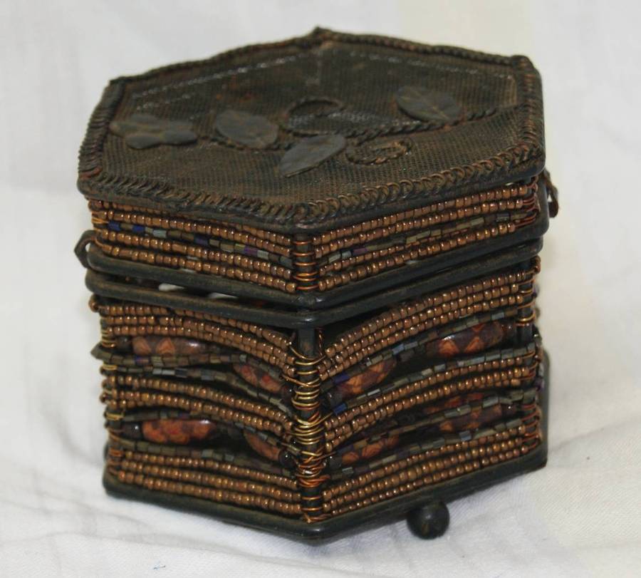 Hand Made Beaded Hexagonal Trinket Box