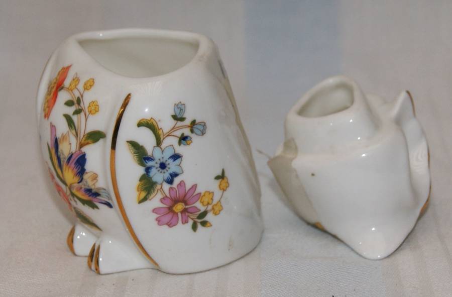 Aynsley "Cottage Garden" Owl Shaped Dressing Table Trinket Box