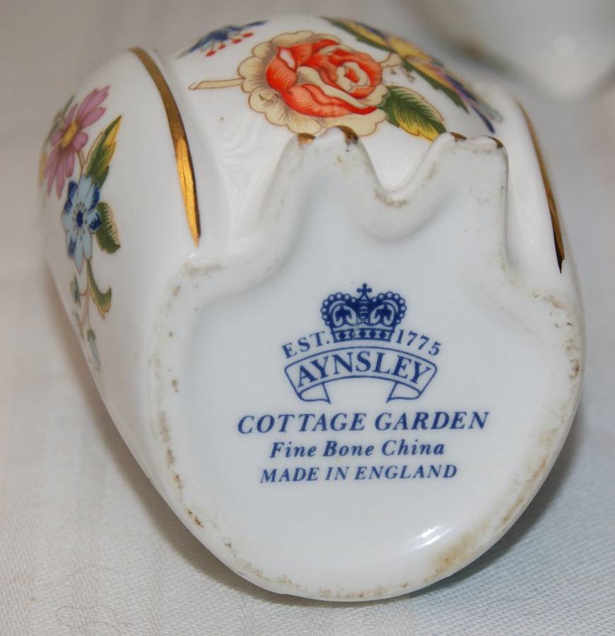 Aynsley "Cottage Garden" Owl Shaped Dressing Table Trinket Box