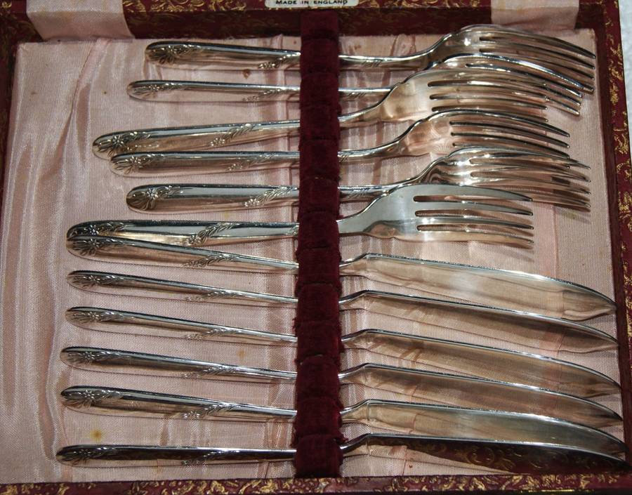 Angora EPNS Fish Set 6 Place Setting in Original Box @@ CCRRAAZZYY R1 START