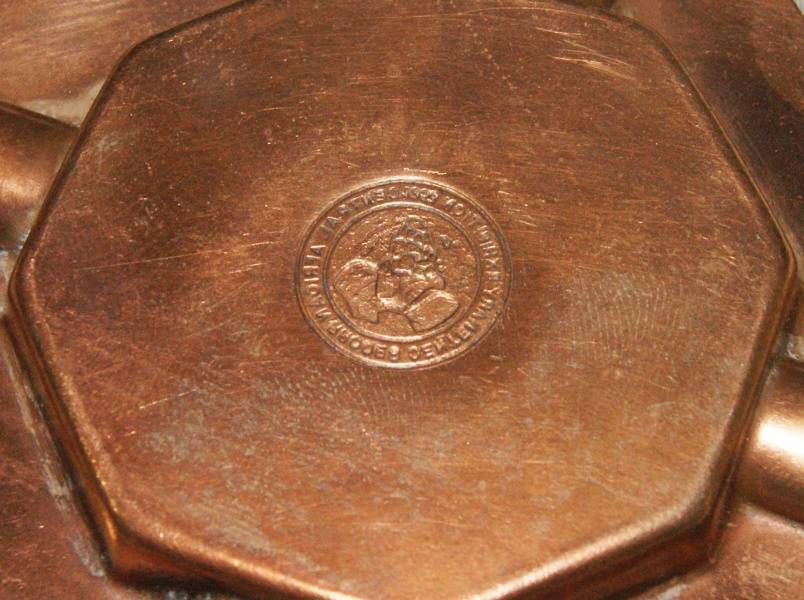 Vintage "Central African Rhodes centenary exhibition 1953" copper ashtray