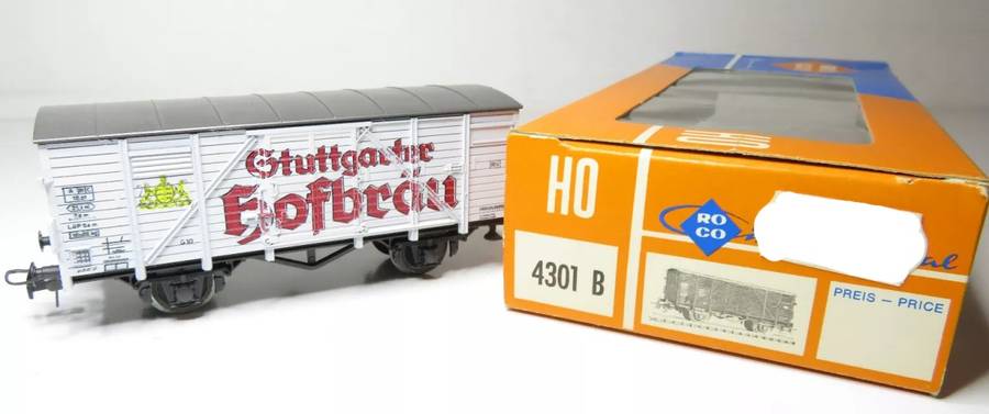 H0 gge 1/87 93 mm DB Closed Goods/Cool wagon "Stuttgarter Hofbraeu", mint in orig.box Roco 4301B