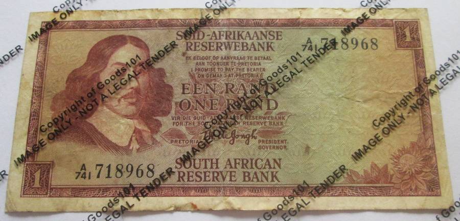 One Rand Republic of South Africa Serial Nr A741 718968
