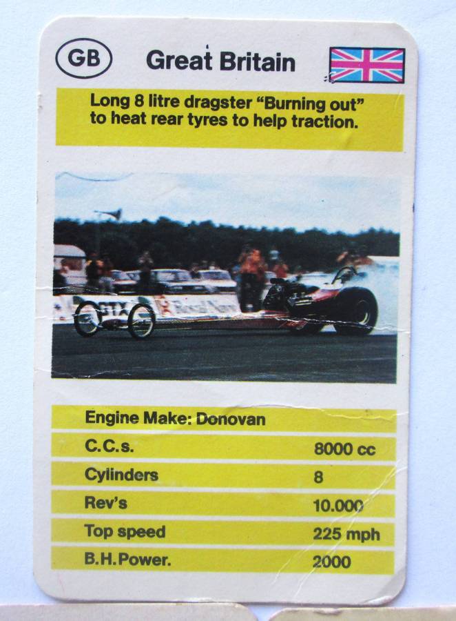 1970 Great Britain Dragster Trading Card Set of 3