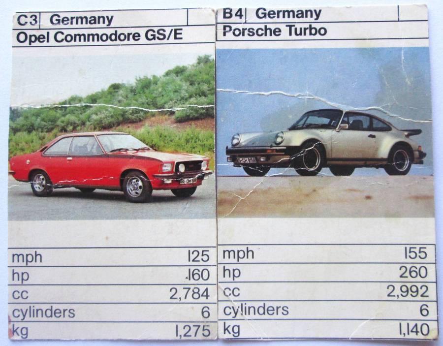 1970 Germany Vintage Cars Trading Cards Set of 6