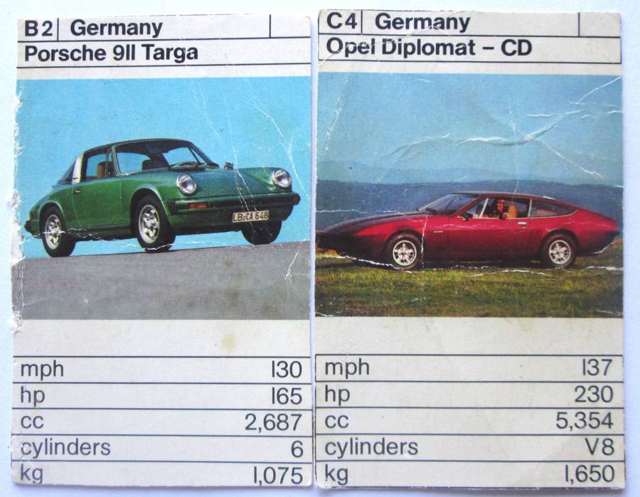 1970 Germany Vintage Cars Trading Cards Set of 6