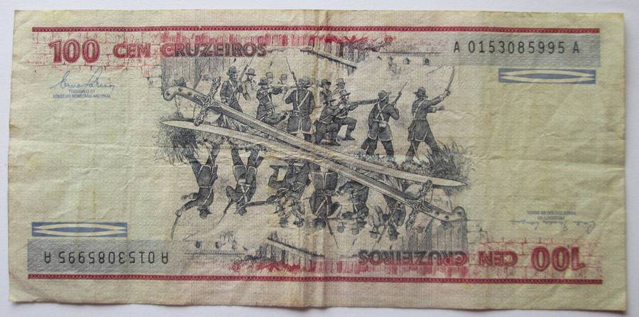 Brazil 100 Cruzeiros Nr A0153085995A