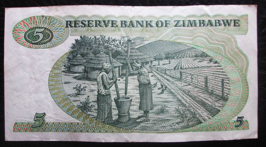 1983 Five Dollars Zimbabwe No BA4536960J