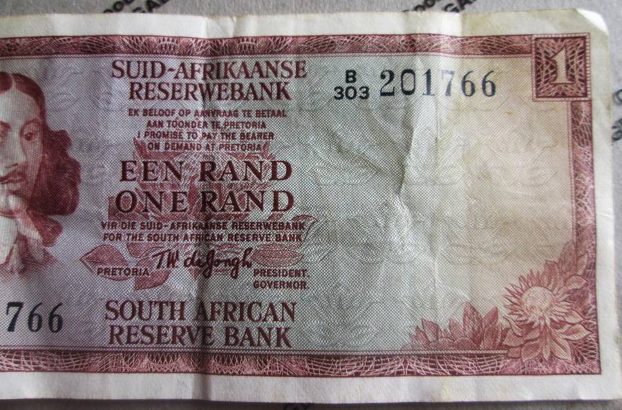 One Rand Republic of South Africa Serial Nr B303 201766