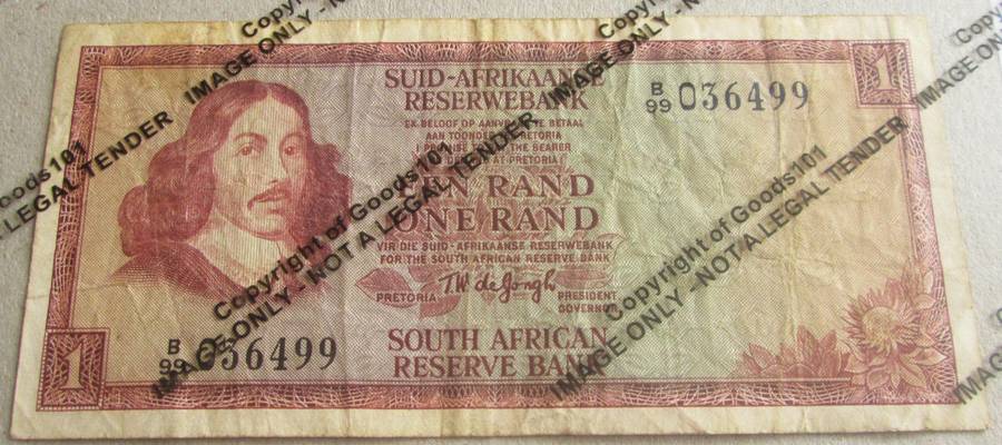 One Rand Republic of South Africa Serial Nr B99 036499