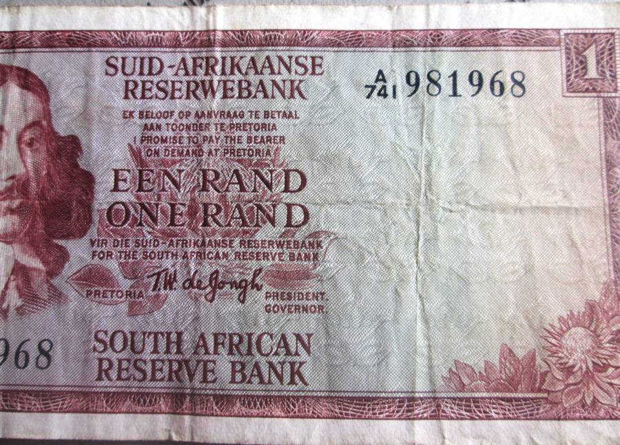 One Rand Republic of South Africa Serial Nr A741 981968