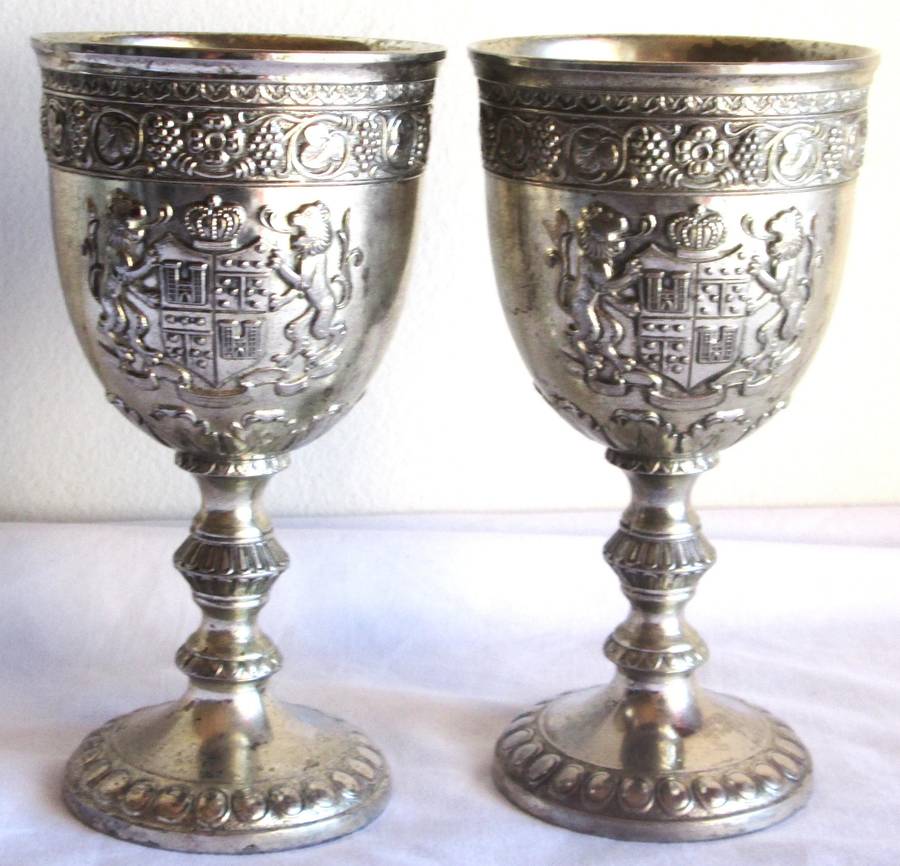 Silver Plated Crest Goblets Wine Cups