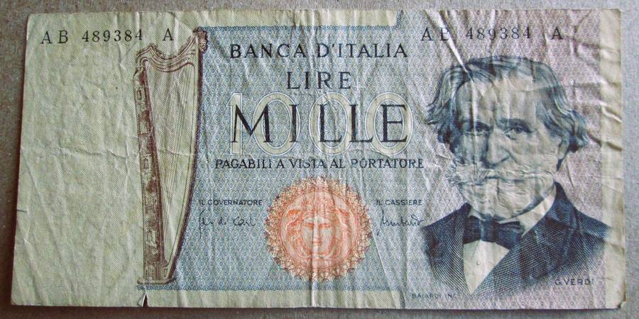 1969 - 1981 Italy 1000 Lire Nr AB 489384 A