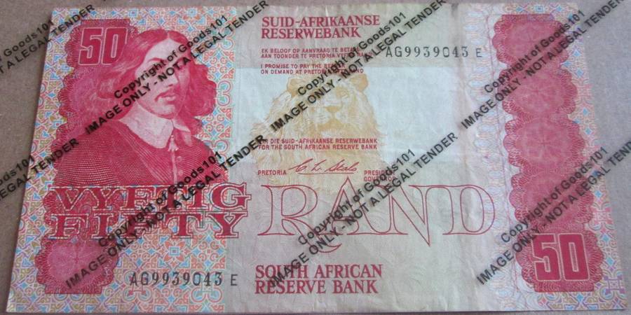 Fifty Rand Republic of South Africa Serial Nr AG9939043E