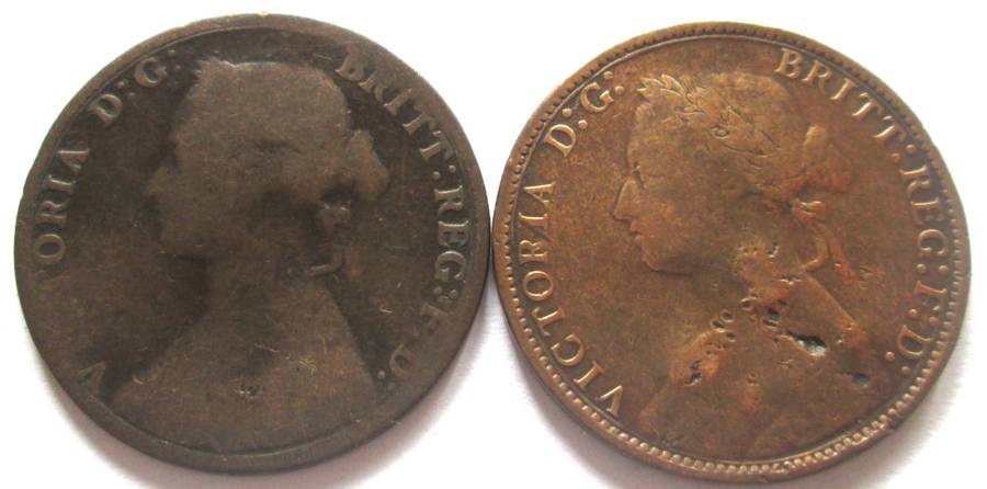 Half Penny Great Britain 1874 + 1877