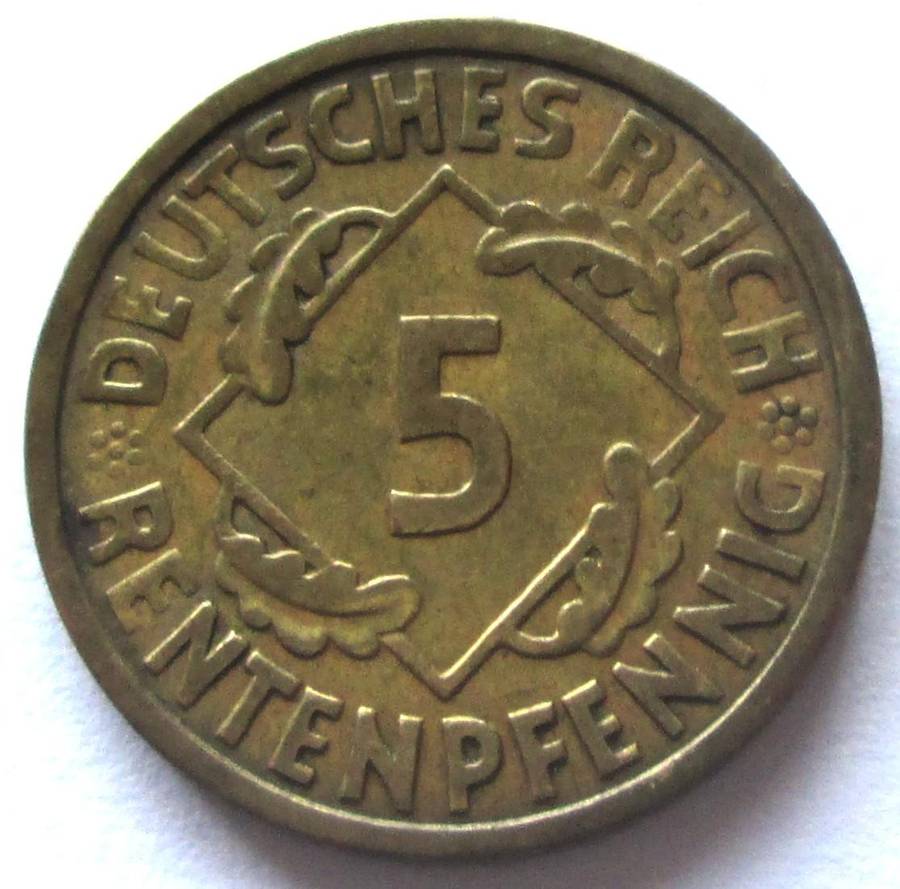 1924 Germany 5 Rentenpfennig